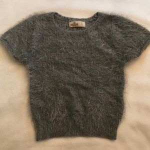 Hollister Grey Fluffy Crop top Size Small